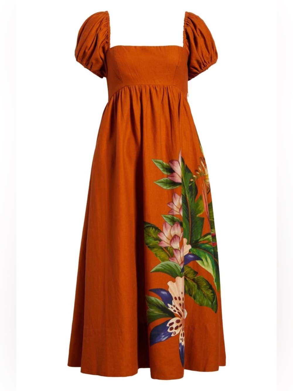 FARM Rio Brown Hilo Arrangment Midi Dress Size XS NWT